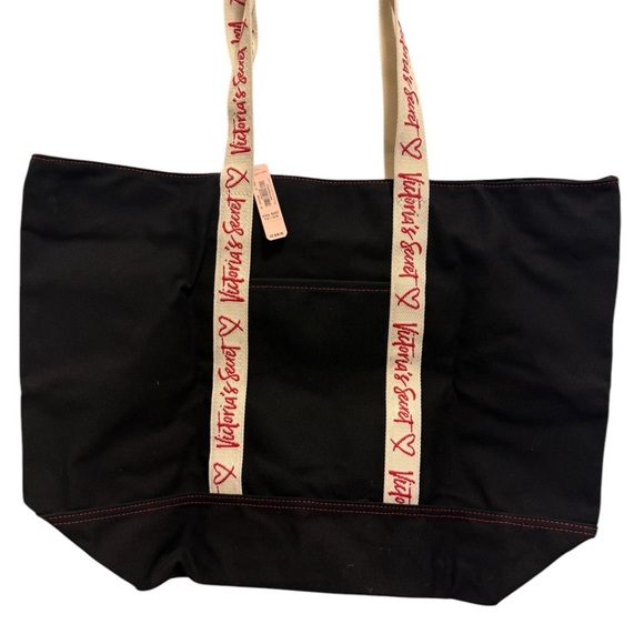 Victoria's Secret Black Tote Bag with Red Accents new with tag - Picture 4 of 10